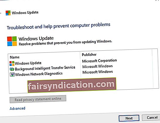 Lai labotu atjauninājumus, palaidiet Windows atjaunināšanas problēmu novēršanas rīku.