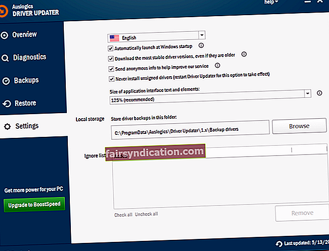 Configureu Auslogics Driver Updater per executar una exploració completa del vostre PC.