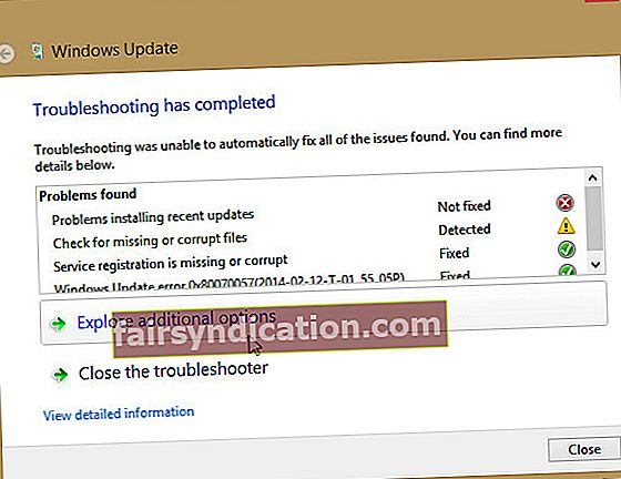 Resoleu problemes de Windows Update per solucionar els problemes d’actualització.