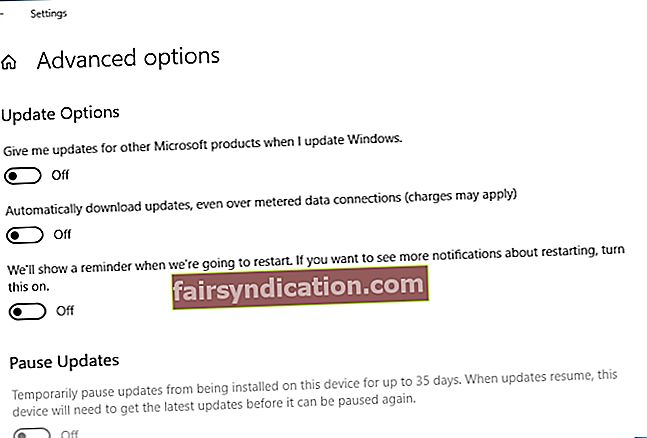 Desactiveu les actualitzacions de productes de Microsoft.