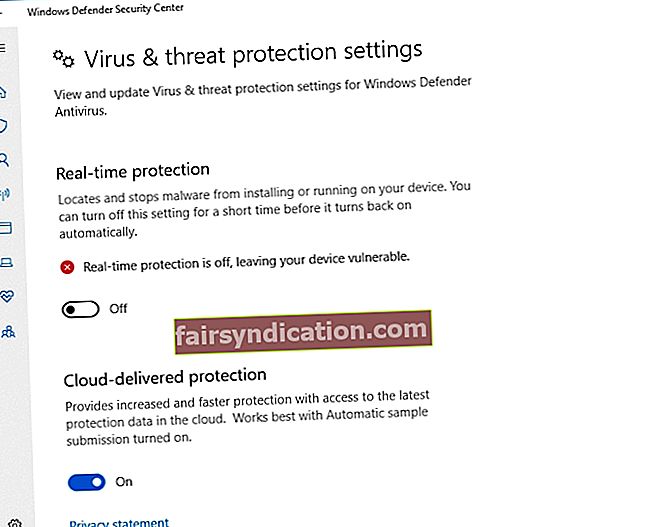 Desactiveu Windows Defender per evitar que bloquegi la instal·lació del vostre programari antivirus.