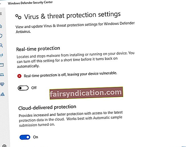Desactiveu la protecció en temps real per comprovar si es troba darrere de l'error d'actualització de Windows 10 0x800703f1